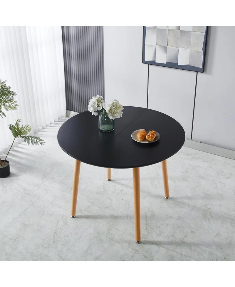 Streamdale Furniture Extensible Black Table- Wood Leg, Mdf Top