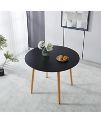 Streamdale Furniture Extensible Black Table- Wood Leg, Mdf Top