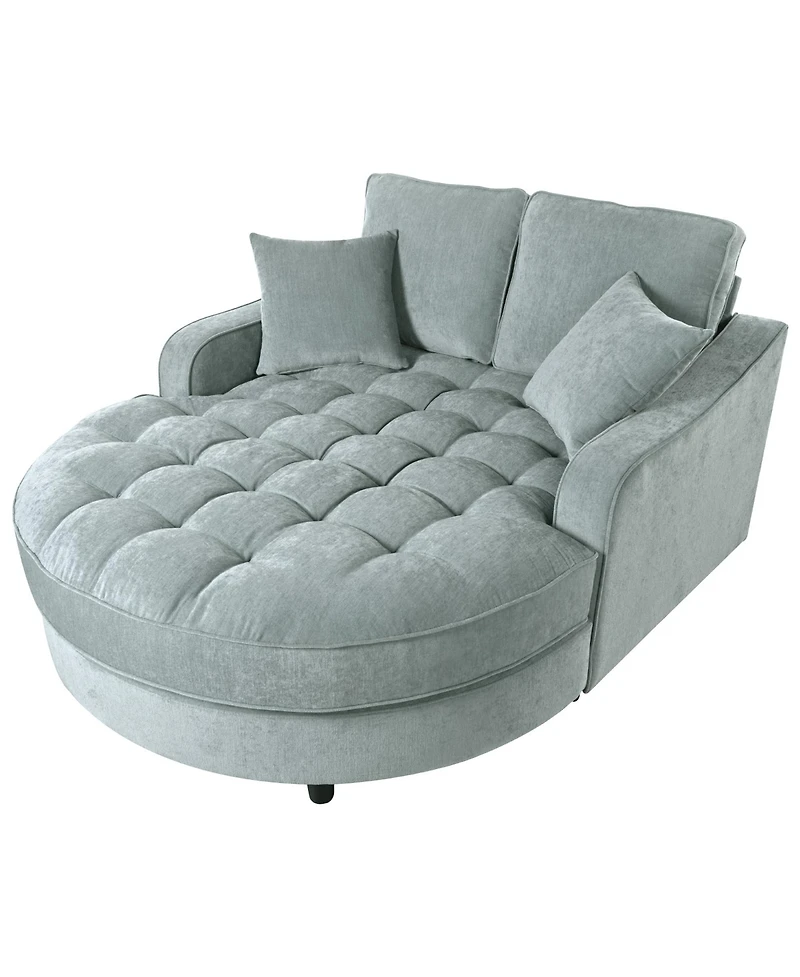 Streamdale Furniture 55" Modern Chaise Lounge Sofa Bed, Tufted, Misty Green