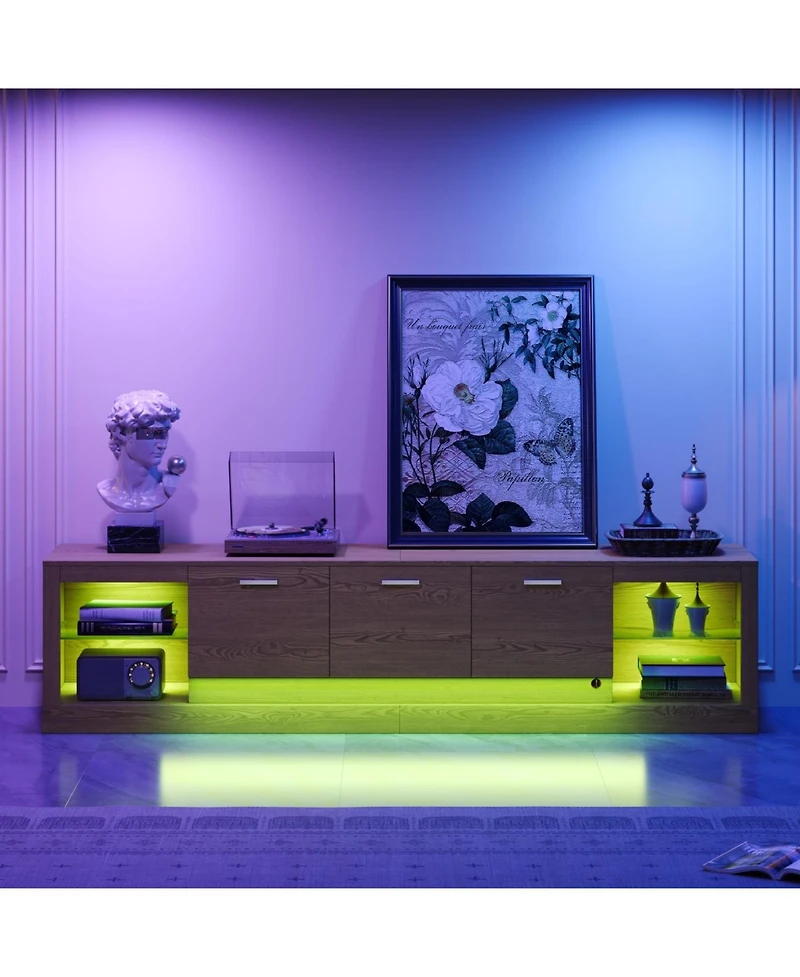 Streamdale Furniture 78" Modern Tv Stand with Cabinets & Open Shelves, Fits TVs up to 90