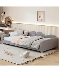 Streamdale Twin Upholstered Daybed, Sherpa Fabric Sofabed with Cloud-Shaped Backrest, No Box-spring Needed, Pink