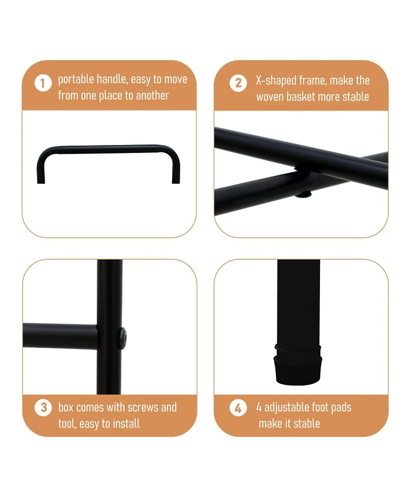 Streamdale Furniture 3 Tier Tray Table Paper Rope Woven Side Table (Natural)