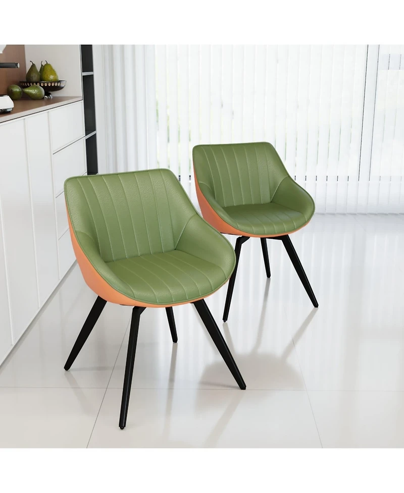 Streamdale Furniture Medieval Modern Dining Chairs Set of 2(Green & Orange)