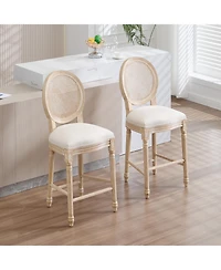 Streamdale Furniture French Country Bar Chairs Set of 2, Rattan Back.