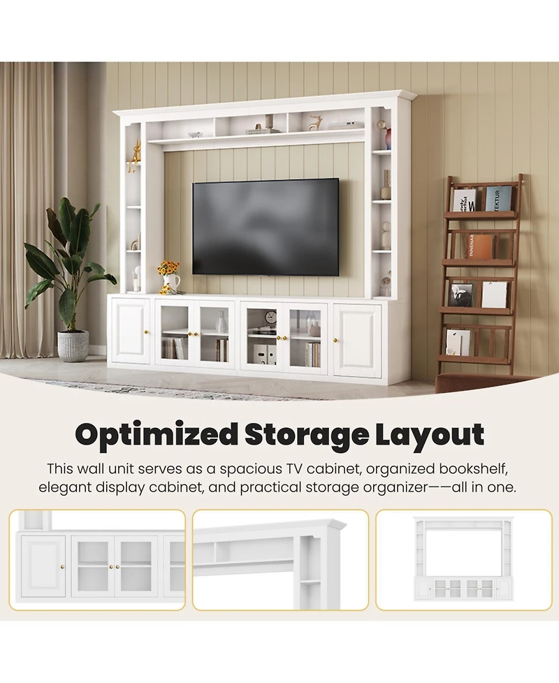 Streamdale Furniture Modern Entertainment Center Wall Unit - 80" Tv Stand, Black