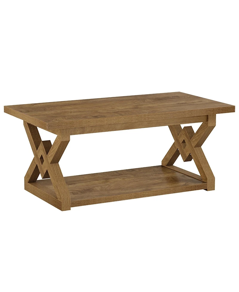 Tribesigns 2-Tier Coffee Center Table for Living Room, 47.24-Inch Farmhouse Rectangle Tea Cocktail Table