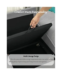 Streamdale Furniture Green Velvet 79" Storage Loveseat