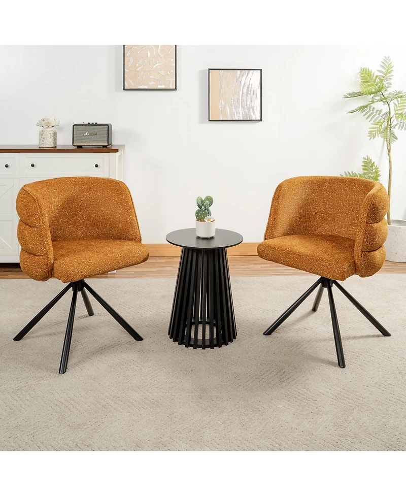 Streamdale Furniture Swivel Orange Upholstered Chairs (Set of 2)