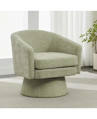 Streamdale Furniture Chenille Swivel Accent Chair - 360 Rotating Barrel, Green