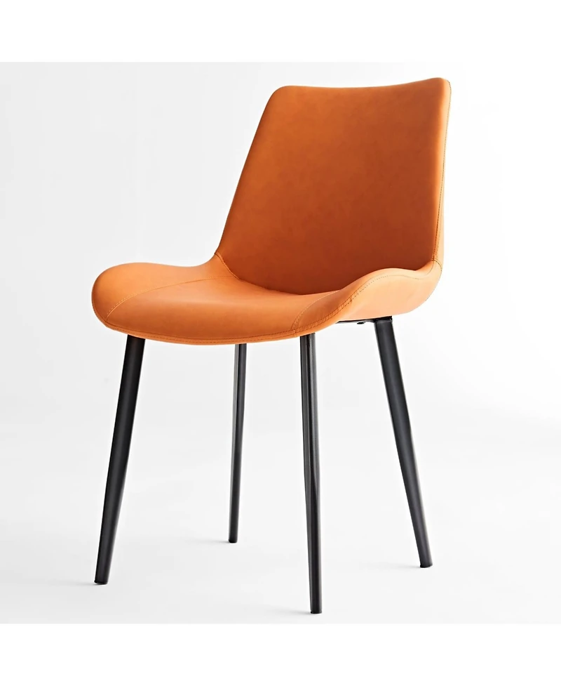 Streamdale Furniture Orange Pu Leather Dining Table Set of 2 with Iron Legs