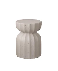 Streamdale Furniture 13" Modern Waterproof Coffee/Side Table Set, MgO Cement, Indoor/Outdoor, White, 2PC