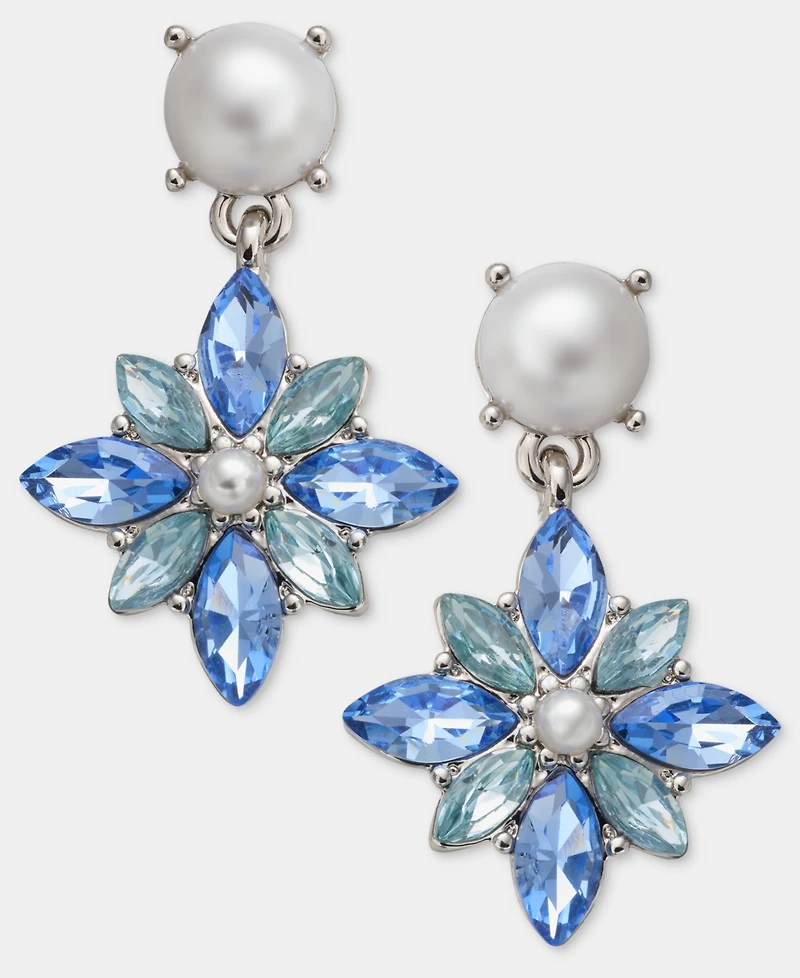 Charter Club Stone & Imitation Pearl Flower Drop Earrings, Macy's Exclusive