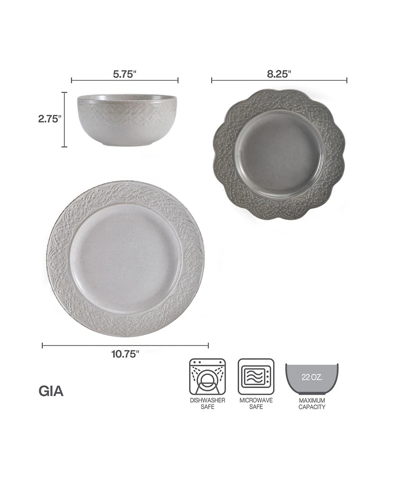 Pfaltzgraff Gia 12-Pc Dinnerware Set, Service for 4