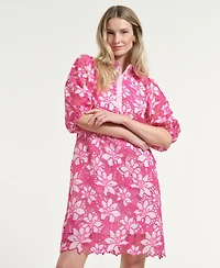 Isaac Mizrahi Women's Eyelet Blouson Collared Neck Dress