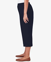 Alfred Dunner Women's Classic Button Hem Gathered Waistband Capri Pants