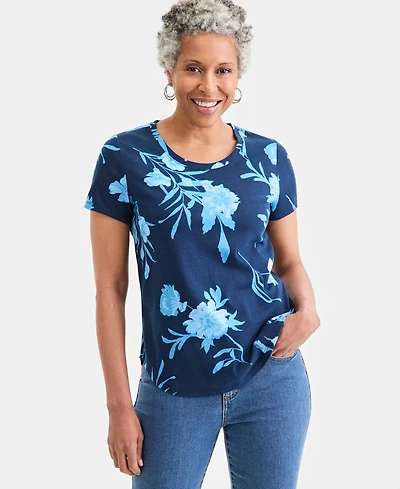 Style & Co Women's Printed Short-Sleeve Crewneck T-Shirt, Macy's Exclusive