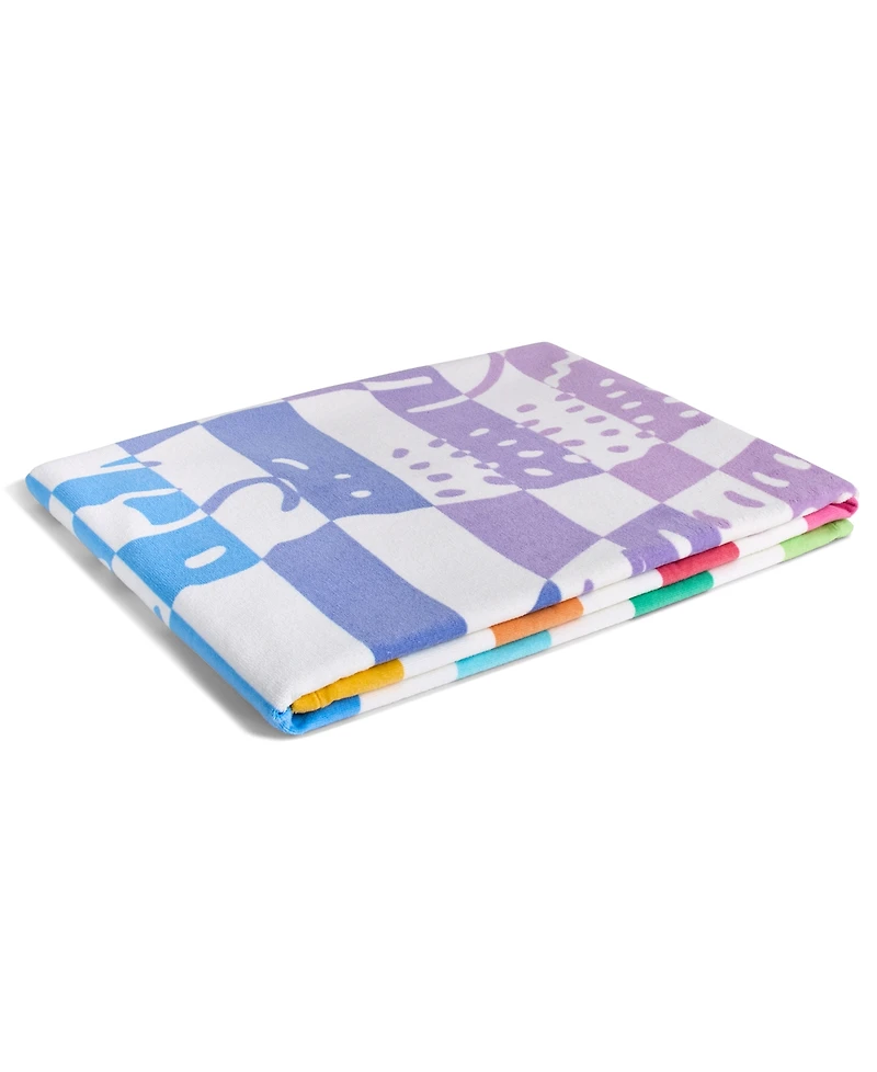 Lacoste Striped Crocodile Print Cotton Beach Towel, 36" x 72"