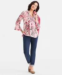 Style & Co Petite Floral Print V-Neck Top, Macy's Exclusive