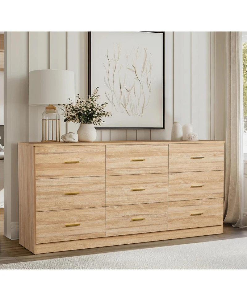 Streamdale Modern Natural 9-Drawer Dresser