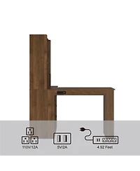 Streamdale Furniture + L-Shaped + Wood/Engineered Wood (assuming material) + Drawers, Bookshelf, Led Light, Corner Gaming + Desk