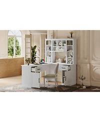 Streamdale Furniture L-Shaped Desk w/ Cabinets, Drawers, Shelves & Flip-Up Storage