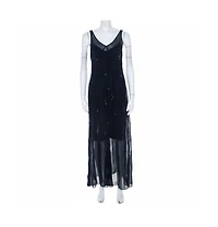Pre-Owned Isabel Marant Women's Navy Blue Chiffon Sleeveless Cassidy Maxi Dress