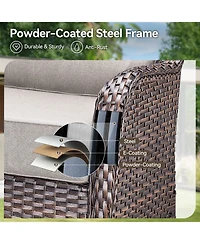 Gymojoy Crescent Swivel Glider All-Weather Pe Wicker Patio Conversation Set with Olefin 6 In. Thick Cushions/Coffee Table (4-Piece