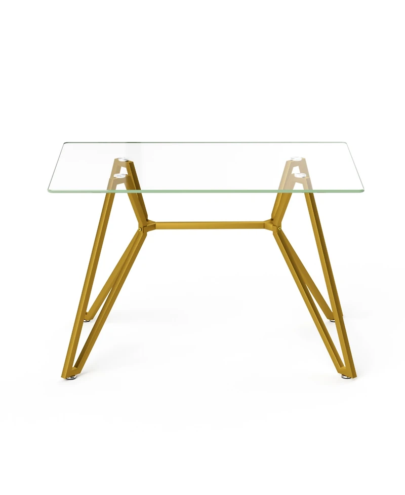 Streamdale Furniture 47.3" Rectangular Glass Dining Table - Gold