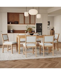 Streamdale Furniture Retro 7-Piece Dining Table Set for 6 with Upholstered Chairs (Natural)