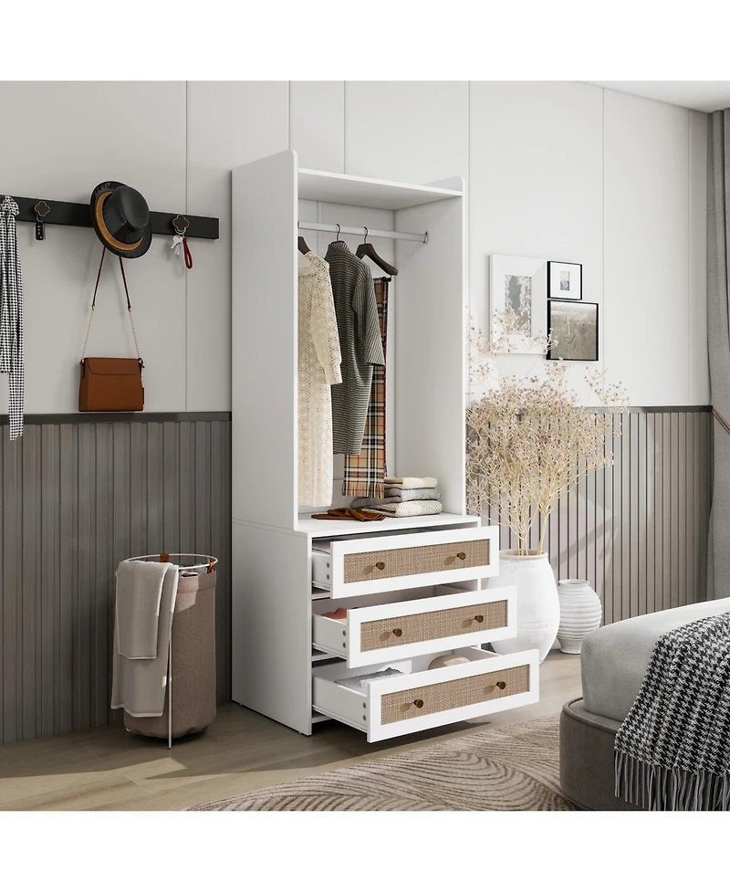 Streamdale Rattan Wardrobe with 3 Drawers