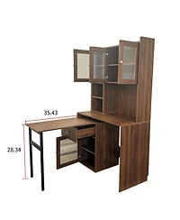 Streamdale Computer Desk with Hutch, Rotating Desktop, Large Workspace