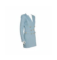 Pre-Owned Balmain Women's Blue Denim Double Breasted Mini Dress