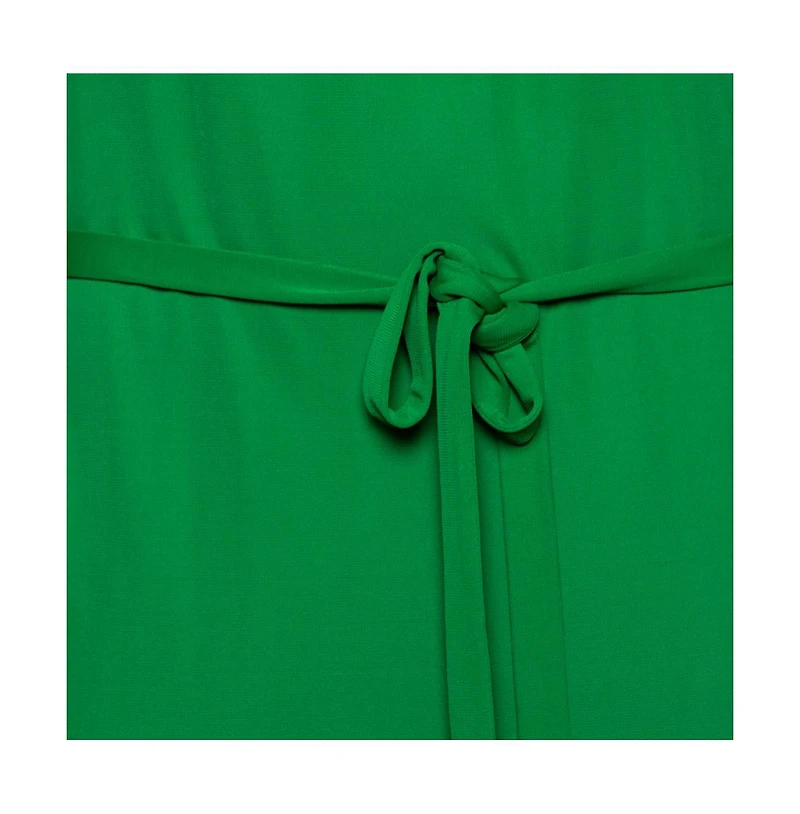 Pre-Owned Roberto Cavalli Women's Green Jersey Cold Shoulder Tassel Tie Detailed Belted Dress
