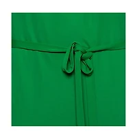 Pre-Owned Roberto Cavalli Women's Green Jersey Cold Shoulder Tassel Tie Detailed Belted Dress