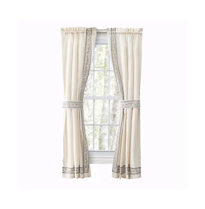 Ellis Curtain Richmark Tailored Rod Pocket Design Curtain Panel Pair for Windows with Ties 70" x 63" Natural