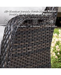 Gymojoy ArcLine Wicker Swivel Glider Outdoor Rocking Chair with CushionGuard Olefin Cushion and Side Table (3-Piece