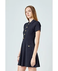 endless rose Women's Jewel Buttoned Knit Mini Dress