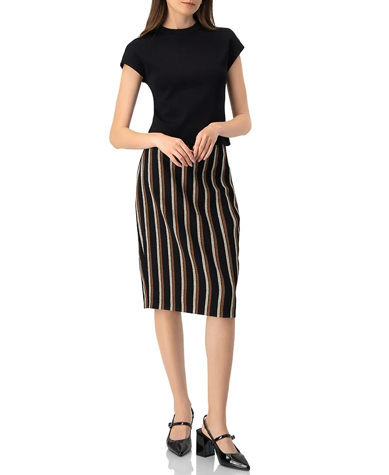 Ivonne Women's Striped Knee Lenght Skirt
