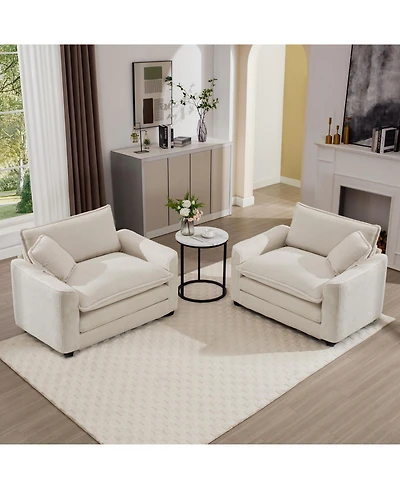 Streamdale Furniture Beige Corduroy Sofa Set with 2 Chairs & Accent Chairs