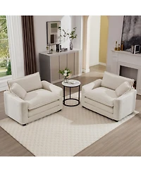 Streamdale Furniture Beige Corduroy Sofa Set with 2 Chairs & Accent Chairs