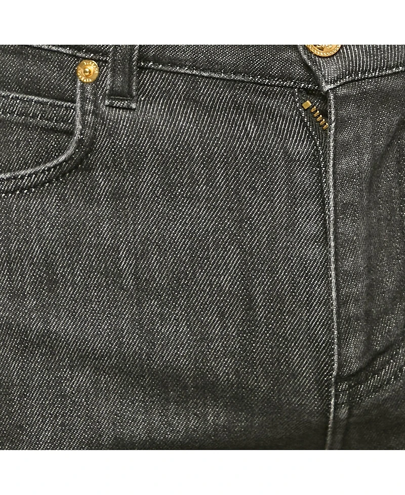 Pre-Owned Versace Men's Pre-Owned Balenciaga men Mcqueen Black Logo Embroidered Denim Shorts