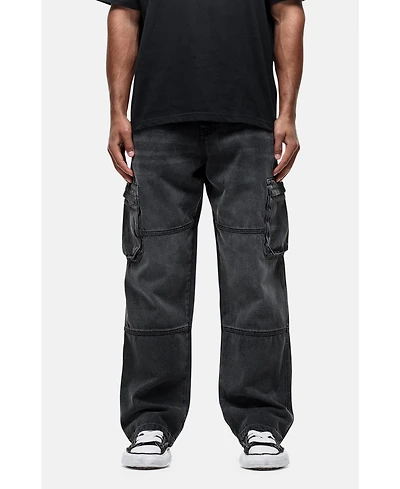 Good For Nothing Women's Vintage Wash Cargo Baggy Denim Jeans