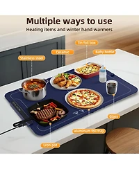 Cowsar Warming Mat for Food, 3-Temp Electric Warmer (140/176/212°F), 250W Low Energy, Auto Shut-Off & Child Safety Lock, Portable Roll-Up Silicon