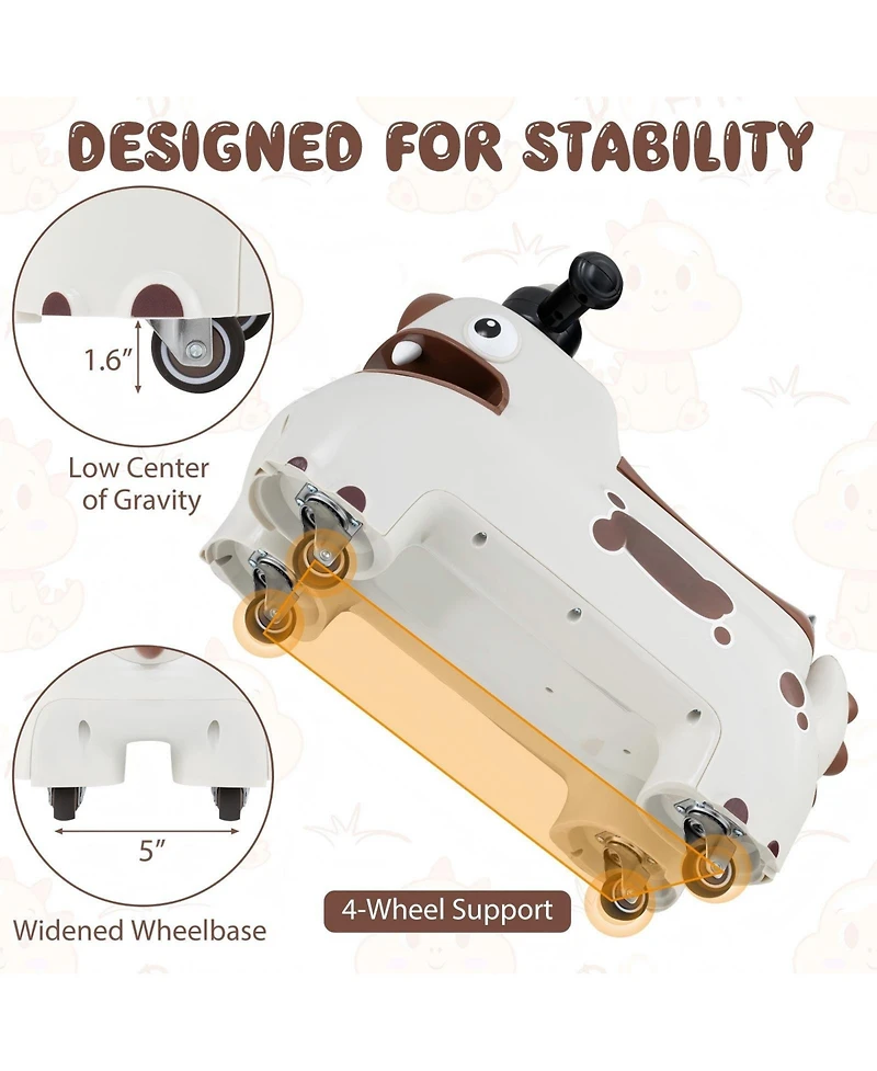 Hongge Toddler Ride On Toy Car With Led Lights Sounds And Under Seat Storage