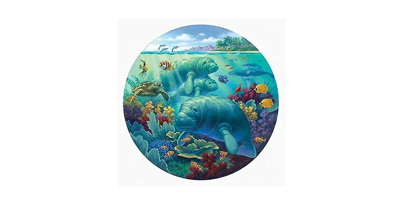 SunsOut Manatee Beach 500 piece Jigsaw Puzzle for Adults Round