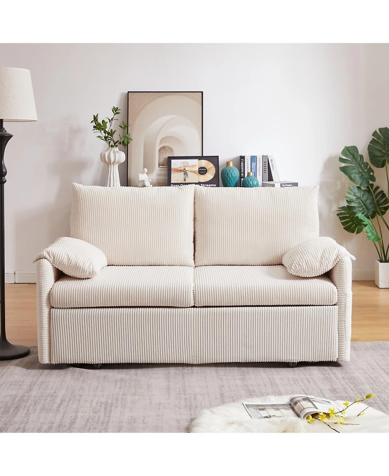 Streamdale Furniture 64.5" 3-in-1 Sleeper Sofa with Pullout Bed, Pillows, Pockets