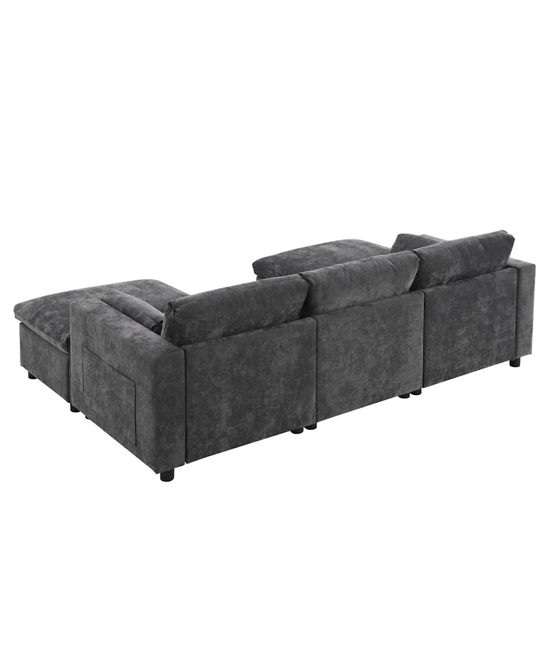 Streamdale Furniture Chenille Modular Sectional Sofa with Ottoman