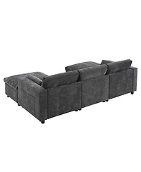 Streamdale Furniture Chenille Modular Sectional Sofa with Ottoman