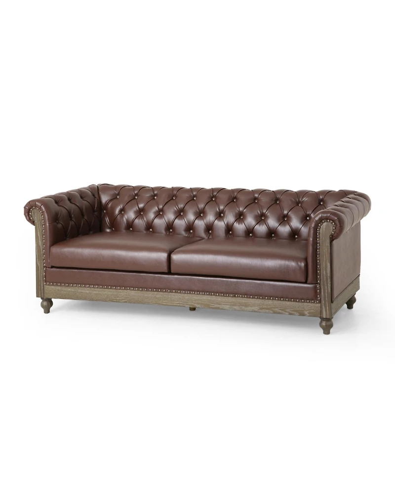 Streamdale Furniture Comfy 3-Seat Sofa with Wooden Legs Retro Style for Living Room and Study