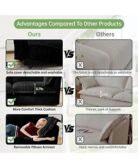 Streamdale Furniture Black Corduroy Slipcovered 4-Seater Sofa